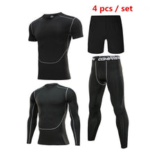 Load image into Gallery viewer, 4pcs / set Men&#39;s Tracksuit Sport Suit Gym Fitness Compression Clothing Running Jogging Sport Wear Exercise Workout Tights