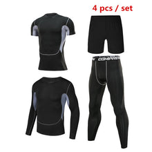 Load image into Gallery viewer, 4pcs / set Men&#39;s Tracksuit Sport Suit Gym Fitness Compression Clothing Running Jogging Sport Wear Exercise Workout Tights