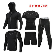 Load image into Gallery viewer, 4pcs / set Men&#39;s Tracksuit Sport Suit Gym Fitness Compression Clothing Running Jogging Sport Wear Exercise Workout Tights