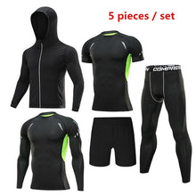 Load image into Gallery viewer, 4pcs / set Men&#39;s Tracksuit Sport Suit Gym Fitness Compression Clothing Running Jogging Sport Wear Exercise Workout Tights