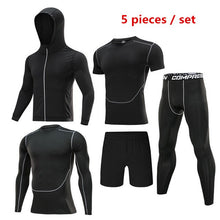 Load image into Gallery viewer, 4pcs / set Men&#39;s Tracksuit Sport Suit Gym Fitness Compression Clothing Running Jogging Sport Wear Exercise Workout Tights