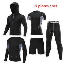 Load image into Gallery viewer, 4pcs / set Men&#39;s Tracksuit Sport Suit Gym Fitness Compression Clothing Running Jogging Sport Wear Exercise Workout Tights