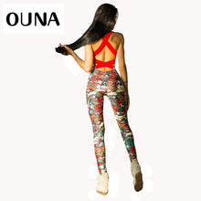 Load image into Gallery viewer, One Piece Workout Jumpsuit Sexy Gym Clothing Suit Floral Print Backless Padded Yoga Set Fitness Running Tight Dance Sport Wear