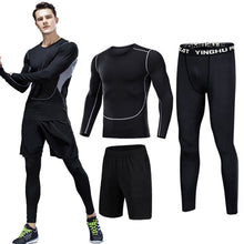 Load image into Gallery viewer, 3Pcs/Set Men&#39;s Tracksuit Compression Sports Suit Gym Fitness Clothes Running Jogging Sport Wear Training Exercise Workout Tights