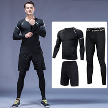 Load image into Gallery viewer, 3Pcs/Set Men&#39;s Tracksuit Compression Sports Suit Gym Fitness Clothes Running Jogging Sport Wear Training Exercise Workout Tights