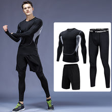 Load image into Gallery viewer, 3Pcs/Set Men&#39;s Tracksuit Compression Sports Suit Gym Fitness Clothes Running Jogging Sport Wear Training Exercise Workout Tights