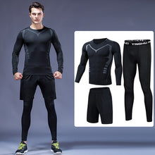 Load image into Gallery viewer, 3Pcs/Set Men&#39;s Tracksuit Compression Sports Suit Gym Fitness Clothes Running Jogging Sport Wear Training Exercise Workout Tights