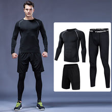 Load image into Gallery viewer, 3Pcs/Set Men&#39;s Tracksuit Compression Sports Suit Gym Fitness Clothes Running Jogging Sport Wear Training Exercise Workout Tights