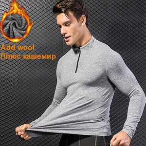 fleece sport Jersey Compression shirt Fitness sweater cross-fit Jersey running Jacket keep-warm Rashgard sport tshirt for winter