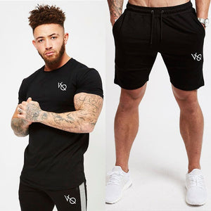 summer 2pcs Running Set Men T-Shirt short sleeves Football Soccer Basketball Sport Wear Suit Sportswear Men's Fitness Clothing