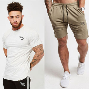 summer 2pcs Running Set Men T-Shirt short sleeves Football Soccer Basketball Sport Wear Suit Sportswear Men's Fitness Clothing