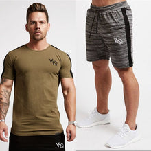 Load image into Gallery viewer, summer 2pcs Running Set Men T-Shirt short sleeves Football Soccer Basketball Sport Wear Suit Sportswear Men&#39;s Fitness Clothing