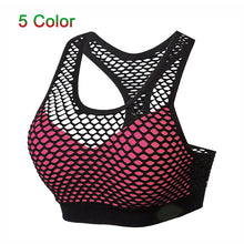 Load image into Gallery viewer, Mesh Sports Bra Hollow Out Sport Top Seamless Fitness Yoga Bras Women Gym Top Padded Running Vest Shockproof Push Up Crop Top