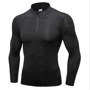 #9004 Winter Fall Men Gym Sport Hiking Running Training Thermal Top Long Sleeve Stand Neck Shirts Tops Sweaters 4Colors S-XXL