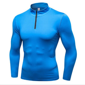 #9004 Winter Fall Men Gym Sport Hiking Running Training Thermal Top Long Sleeve Stand Neck Shirts Tops Sweaters 4Colors S-XXL