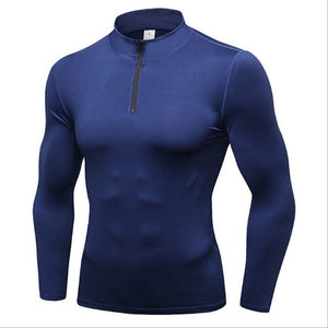 #9004 Winter Fall Men Gym Sport Hiking Running Training Thermal Top Long Sleeve Stand Neck Shirts Tops Sweaters 4Colors S-XXL