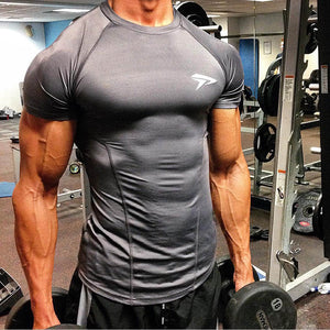 2019 GYM Shirt Sport T Shirt Men Rashgard Quick Dry Fit Running T-Shirt Men Fitness Tshirt Elastic Sportswear Basketball Tshirt