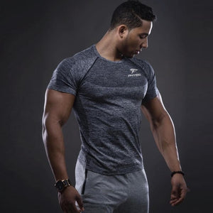 2019 GYM Shirt Sport T Shirt Men Rashgard Quick Dry Fit Running T-Shirt Men Fitness Tshirt Elastic Sportswear Basketball Tshirt