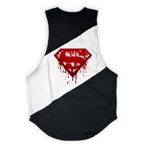 Superman Sport T Shirt Men Cotton Patchwork Mesh Mens Running T-Shirt Sportswear Bodybuilding Fitness Shirt slim fit Gym Tshirt