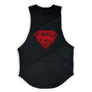 Superman Sport T Shirt Men Cotton Patchwork Mesh Mens Running T-Shirt Sportswear Bodybuilding Fitness Shirt slim fit Gym Tshirt