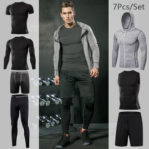 Men's Tight Sportwear Suit GYM Running Fitness Jogging Sport Wear Compression Leggings Training Pants Workout Sport Clothes Sets