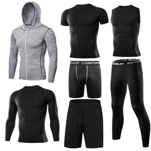 Men's Tight Sportwear Suit GYM Running Fitness Jogging Sport Wear Compression Leggings Training Pants Workout Sport Clothes Sets