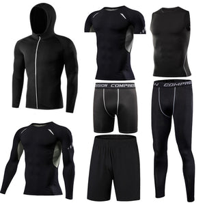 Men's Tight Sportwear Suit GYM Running Fitness Jogging Sport Wear Compression Leggings Training Pants Workout Sport Clothes Sets