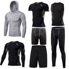 Load image into Gallery viewer, Men&#39;s Tight Sportwear Suit GYM Running Fitness Jogging Sport Wear Compression Leggings Training Pants Workout Sport Clothes Sets