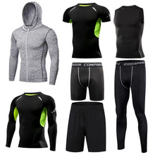 Load image into Gallery viewer, Men&#39;s Tight Sportwear Suit GYM Running Fitness Jogging Sport Wear Compression Leggings Training Pants Workout Sport Clothes Sets