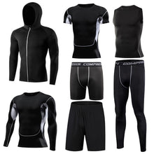 Load image into Gallery viewer, Men&#39;s Tight Sportwear Suit GYM Running Fitness Jogging Sport Wear Compression Leggings Training Pants Workout Sport Clothes Sets