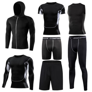 Men's Tight Sportwear Suit GYM Running Fitness Jogging Sport Wear Compression Leggings Training Pants Workout Sport Clothes Sets