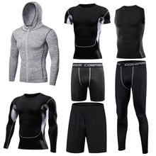 Load image into Gallery viewer, Men&#39;s Tight Sportwear Suit GYM Running Fitness Jogging Sport Wear Compression Leggings Training Pants Workout Sport Clothes Sets