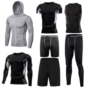 Men's Tight Sportwear Suit GYM Running Fitness Jogging Sport Wear Compression Leggings Training Pants Workout Sport Clothes Sets