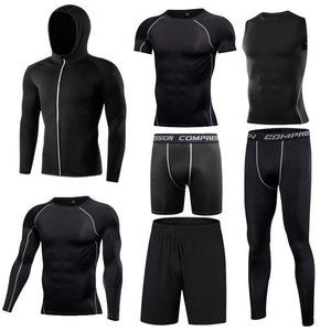 Men's Tight Sportwear Suit GYM Running Fitness Jogging Sport Wear Compression Leggings Training Pants Workout Sport Clothes Sets