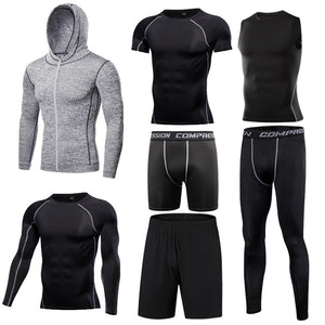 Men's Tight Sportwear Suit GYM Running Fitness Jogging Sport Wear Compression Leggings Training Pants Workout Sport Clothes Sets