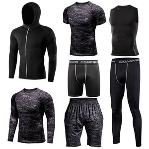 Men's Tight Sportwear Suit GYM Running Fitness Jogging Sport Wear Compression Leggings Training Pants Workout Sport Clothes Sets