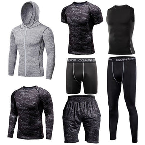 Men's Tight Sportwear Suit GYM Running Fitness Jogging Sport Wear Compression Leggings Training Pants Workout Sport Clothes Sets