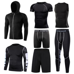 Men's Tight Sportwear Suit GYM Running Fitness Jogging Sport Wear Compression Leggings Training Pants Workout Sport Clothes Sets