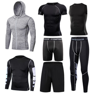 Men's Tight Sportwear Suit GYM Running Fitness Jogging Sport Wear Compression Leggings Training Pants Workout Sport Clothes Sets