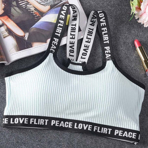 Letter Sports Bra Top Push Up Fitness Running Yoga Bra Underwear Cotton  Sport Tops For Women Gym Wear Solid Women Sportswear