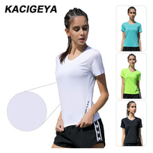 Load image into Gallery viewer, Yoga Tshirt Gym Jerseys Fitness Shirt Trainer Running T-shirts Sport Top Womens Training Short Sleeves Sexy Women Sport Shirts