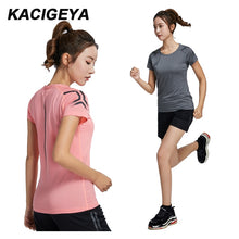 Load image into Gallery viewer, Women&#39;s Yoga Shirts Gym Breathable Sport Jersey Running Compression Dry Quick Short Sleeve Workout Woman Sport Fitness Tshirts