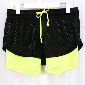 FFFcai  2 in 1 Unisex Summer Yoga Shorts Mesh Breathable Ladie Girl Short Pants Running Athletic Sport Fitness Clothes Jogging