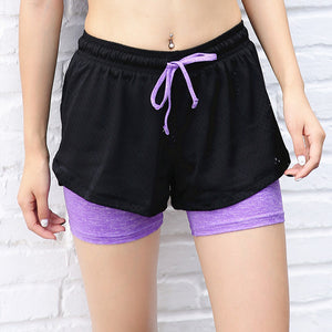 FFFcai  2 in 1 Unisex Summer Yoga Shorts Mesh Breathable Ladie Girl Short Pants Running Athletic Sport Fitness Clothes Jogging